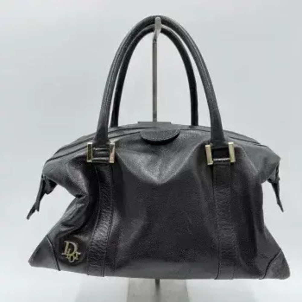 Christian Dior Boston Bag Leather Black